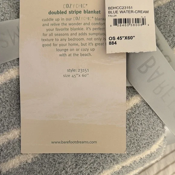 Barefoot Dreams CozyChic Blanket in Soft Gray and Cream - Picture 2 of 3